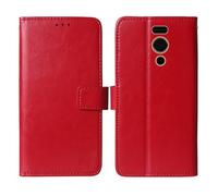 Cheshaoping Flip Premium Retro Business Cuir Housse Coque Etui Cas Couverture Protecteur Téléphone Case Portefeuille Cover pour Olympia Joy II 2.4" (Rouge)