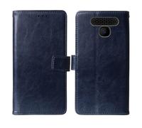 Cheshaoping Flip Premium Retro Business Cuir Housse Coque Etui Cas Couverture Protecteur Téléphone Case Portefeuille Cover pour Logicom Le Posh 405 1.77" (Bleu Fonce)