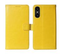 Cheshaoping Flip Premium Retro Business Cuir Housse Coque Etui Cas Couverture Protecteur Téléphone Case Portefeuille Cover pour Logicom Comet 6.51" (Jaune)