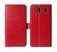 Cheshaoping Flip Premium Retro Business Cuir Housse Coque Etui Cas Couverture Protecteur Téléphone Case Portefeuille Cover pour Beafon Model C80 LTE 4G 1.77" (Rouge)