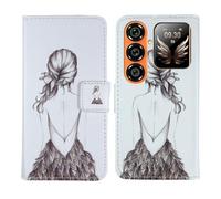 Cheshaoping Housse Case PU Cuir Cover Flip Etui Coque Protection Skin pour OUKITEL P2 Plus 5G 6.7" (Back Girl Design)