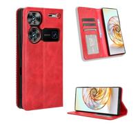 Cheshaoping Premium Housse Case Cuir Cover Flip Etui Coque TPU Silicone Couverture Magnétique Protecteur Case pour Cubot A40 (Rouge)