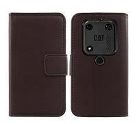 Cheshaoping Veritable Cuir Etui pour Caterpillar Cat S53 6.5" TPU Silicone Housse Coque Premium Case Cover Flip Cas Couverture Protecteur Portefeuille Leather Wallet (Marron Fonce)
