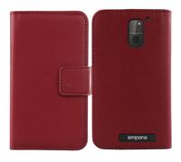 Cheshaoping Veritable Cuir Etui pour Emporia Smart.5 Mini 4.95" Housse Coque Premium Case Cover Flip Cas Couverture Protecteur Portefeuille Leather Wallet (Rouge Fonce)