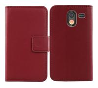 Cheshaoping Veritable Cuir Etui pour Gigaset GL695 2.31" Housse Coque Premium Case Cover Flip Cas Couverture Protecteur Leather Wallet (Rouge Fonce)