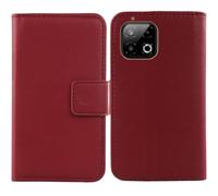 Cheshaoping Veritable Cuir Etui pour Gigaset GS6 Pro 5G 6.67" Housse Coque Premium Case Cover Flip Cas Couverture Protecteur Leather Wallet (Rouge Fonce)