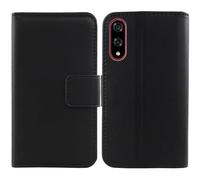 Cheshaoping Veritable Cuir Etui pour Kyocera Basio Active3 6.1" Housse Coque Premium Case Cover Flip Cas Couverture Protecteur Leather Wallet (Noir)