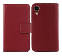 Cheshaoping Veritable Cuir Etui pour Kyocera Digno SX5 6.1" Housse Coque Premium Case Cover Flip Cas Couverture Protecteur Leather Wallet (Rouge Fonce)