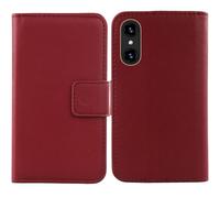 Cheshaoping Veritable Cuir Etui pour Logicom Aero/Logicom Comet 6.5" Housse Coque Premium Case Cover Flip Cas Couverture Protecteur Leather Wallet (Rouge Fonce)