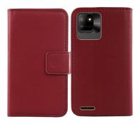 Cheshaoping Veritable Cuir Etui pour Logicom EZY 2 5" Housse Coque Premium Case Cover Flip Cas Couverture Protecteur Leather Wallet (Rouge Fonce)