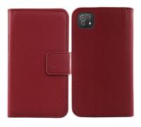 Cheshaoping Veritable Cuir Etui pour Logicom Le Lunar Pro 6.52" Housse Coque Premium Case Cover Flip Cas Couverture Protecteur Portefeuille Leather Wallet (Rouge Fonce)