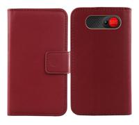 Cheshaoping Veritable Cuir Etui pour Logicom Posh S85 2.51" Housse Coque Premium Case Cover Flip Cas Couverture Protecteur Leather Wallet (Rouge Fonce)