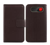 Cheshaoping Veritable Cuir Etui pour Logicom Posh S85 2.51" Housse Coque Premium Case Cover Flip Cas Couverture Protecteur Leather Wallet (Marron Fonce)