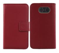 Cheshaoping Veritable Cuir Etui pour Maxcom Comfort MM428BB 1.8" Housse Coque Premium Case Cover Flip Cas Couverture Protecteur Leather Wallet (Rouge Fonce)