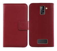 Cheshaoping Veritable Cuir Etui pour Maxcom Comfort MM730 2.2" Housse Coque Premium Case Cover Flip Cas Couverture Protecteur Leather Wallet (Rouge Fonce)