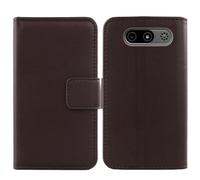 Cheshaoping Veritable Cuir Etui pour MyPhone 7340 LTE 2.8" Housse Coque Premium Case Cover Flip Cas Couverture Protecteur Leather Wallet (Marron Fonce)