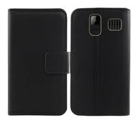 Cheshaoping Veritable Cuir Etui pour MyPhone Halo C 2.2" Housse Coque Premium Case Cover Flip Cas Couverture Protecteur Leather Wallet (Noir)