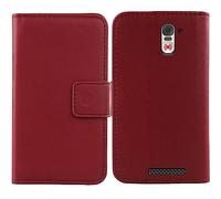 Cheshaoping Veritable Cuir Etui pour Swissvoice S510 M / S510 C/Amplicomms M510-C / M510-M 5" Housse Coque Premium Case Cover Flip Cas Couverture Protecteur Portefeuille Leather Wallet (Rouge Fonce)