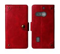 Cheshaoping Veritable Cuir Housse Téléphone Case Gel TPU Silicone Skin pour Doro 1880/1881 2.4" Coque Étui Cas Couverture Protecteur Cover Portefeuille (Rouge)