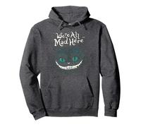 Cheshire Alice Cat Nous Sommes Tous Fous Ici Pays des Merveilles Sweat à Capuche, Unisexe pour Adultes, Chiné Foncé, XL