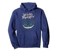 Cheshire Alice Cat Nous Sommes Tous Fous Ici Pays des Merveilles Sweat à Capuche, Unisexe pour Adultes, Bleu Marine, XXL