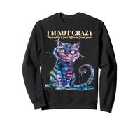 Cheshire Alice Wonderland Cat I'm Not Crazy Livres Vintage Sweatshirt