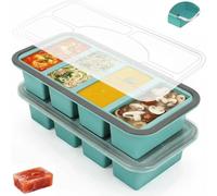 Chesomn Lot de 2 Moule à Soupe Congelation, 125ml/250ml Plateaux de Congélation en Silicone avec Couvercle, Récipients de Congélation Souper Cubes pour Souper, Bouillon (4 Compartiments)