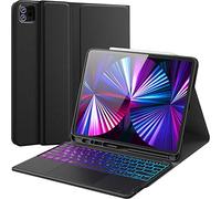 CHESONA Clavier pour iPad Air 13 (M3/M2, 2025/2024), iPad Pro 12,9", pavé tactile et rétroéclairage 7 couleurs, magnétique amovible, porte-crayon, pour iPad Pro 12,9" 6e/5e/4e/3e, noir