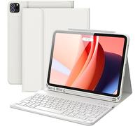 CHESONA Étui clavier pour iPad Pro 11/Air 5e génération, Bluetooth, disposition QWERTY, multi-support, protection premium, blanc