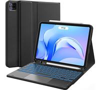 CHESONA Étui pour iPad Pro 11" avec clavier, clavier Bluetooth amovible avec rétroéclairage 7 couleurs, pavé tactile et porte-crayon, 2 canaux Bluetooth, pour iPad Pro 11"/iPad Air 4/5e (noir)