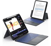 CHESONA Rugged Étui pour iPad Pro 13" (M4) 2024 avec clavier, étui magnétique amovible et rétroéclairage 7 couleurs, pavé tactile intelligent, support réglable de 15° à 180°, portrait/paysage, gris