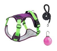 Chesoon Harnais tactique robuste anti-traction respirant réglable avec bande réfléchissante pour petit animal domestique de 4 à 7,5 kg Violet