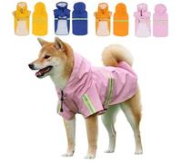 Chesoon Manteau de pluie réfléchissant à capuche pour chien - Aspect élégant - Pour grands chiens de 9 à 14 kg - Rose - Taille 2XL