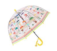 Chesoon Parapluie à bulles transparent pour enfants avec auvent POE dôme de dessin animé mignon et parapluie de pluie ouvert automatique à poignée incurvée lisse,Jaune