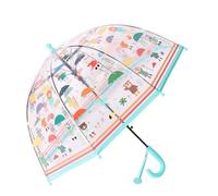 Chesoon Parapluie dôme pour enfants avec 8 nervures et poignée automatique lisse, étiquette d’identification, perles arrondies, surface d’ours mignon pour les garçons filles,Bleu