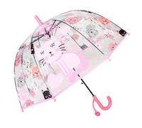 Chesoon Parapluie dôme pour enfants pour filles Parapluie transparent à ouverture automatique avec des motifs de chat mignons et une poignée facile à saisir,Rose