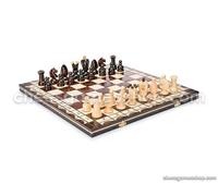 Chess and games shop Muba Jeu d'échecs en bois, artisanal, avec table en bois et pièces d'échecs faits à la main, idée cadeau (44 cm), déco