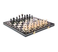 Chess and games shop Muba Magnifique jeu d'échecs en bois fabriqué à la main avec planche en bois et pièces d'échecs faites à la main - Produits d'idée cadeau (40 cm) noir), beige