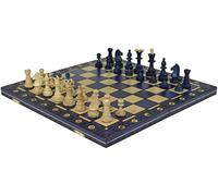 Chess and games shop Muba - Magnifique jeu d'échecs en bois fabriqué à la main avec planche en bois et pièces d'échecs fabriquées à la main - Idée cadeau (40 cm) bleu - À partir de 8 ans