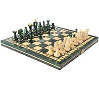Chess and games shop Muba Magnifique jeu d'échecs en bois fabriqué à la main avec planche en bois et pièces d'échecs fabriquées à la main - Idée cadeau (32 cm) - Vert, 12.5po (32 cm) GREEN