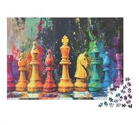Chess Art Painting 100% Recycled Cardboard Colorful Chess Set 1000 Piece Puzzle for Adults The Impossible Challenge 70x50cm/1000pcs