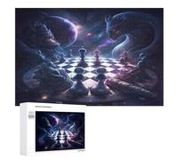 Chess Board Puzzle en Bois Enfant 1000 Pièces - Jeu EduChatif Motricité Fine Et Concentration - Puzzles pour Adultes （75×50cm）