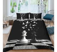 Chess kings Housse de Couette Hypoallergique 3 Pièces 3D Imprimée Léger Strategic game style Ensemble De Literie avec 2 x Taies d'oreiller Super Douce for Enfants Garçons Ado Super king（260x220cm）