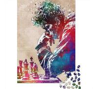 Chess Player Watercolor Plaque Métallique Rustique 52x38cm/1000pcs pour Le Coin Bar, pour Le Bureau, Le Studio Et L’Atelier Créatif