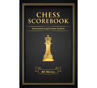 Chess Scorebook Hardcover, Black: Tournament Log & Game Analysis - 80 Moves | Player Improvement System