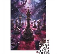 Chessboard in A Mystical Forest Puzzle De 1000 Pièces pour Adultes, 38x26cm/1000pcs; Projet Tranquille pour Le W nd; Carton Blanc Lisse pour Le Tri
