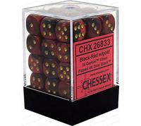 Chessex Lot de 36 dés Gemini 6 faces 12 mm Noir-Rouge/Or