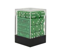 Chessex Bloc de Dice Opaque 12 mm d6 avec pips (36 dics) - Vert avec Blanc