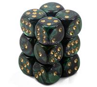 Chessex Chessex D&D Jeu de dés DND en Plastique polyédrique boréale, Jade et dorés, de 16 mm, dés Donjons et Dragons, avec 12 dés D6, Divers (CHX27615)