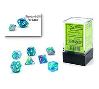 Chessex CHX20546 Jeu de dés polyédriques festifs de 10 mm - Donjons et Dragons D&D DND TTRPG - Comprend 7 dés - D4 D6 D8 D10 D12 D20 D%